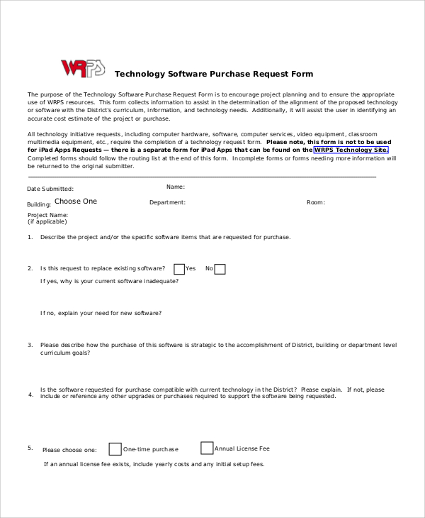 software purchase request form