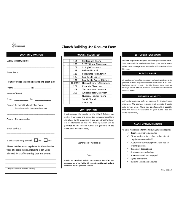 church building request form