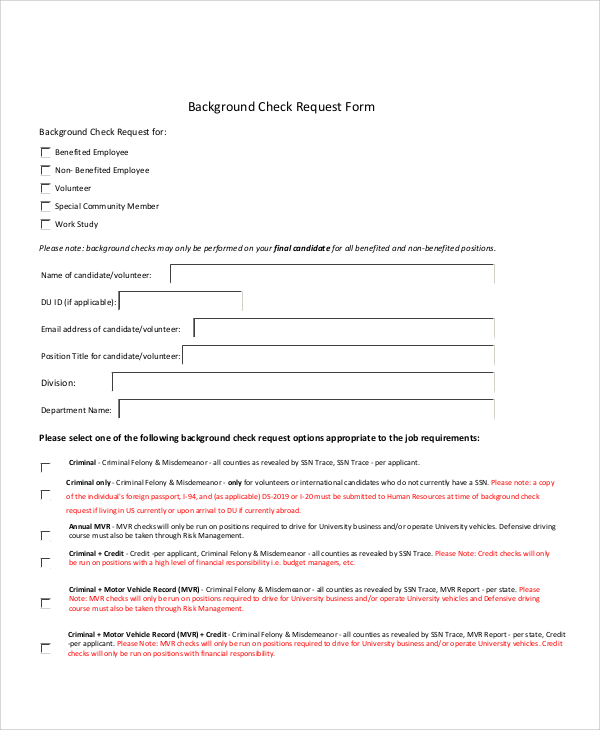 background check request form