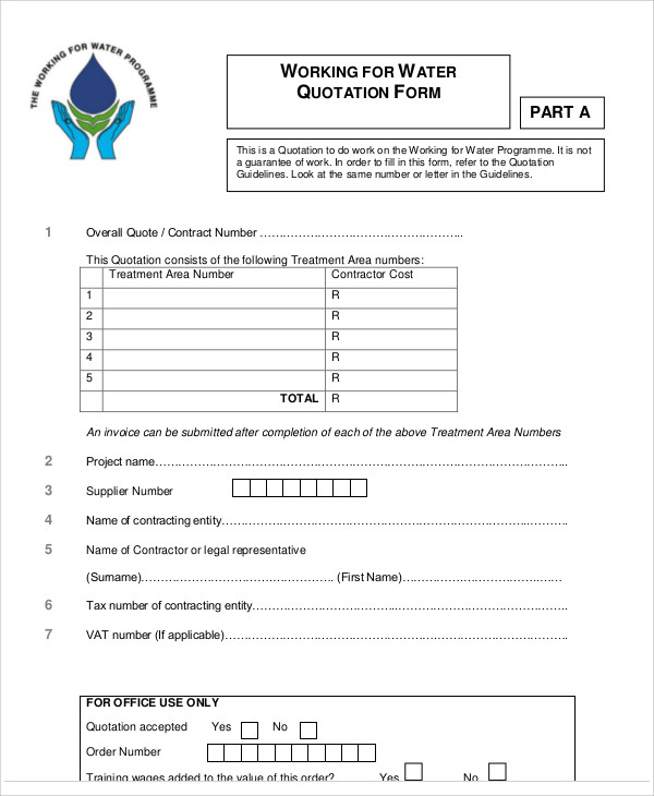 work order quotation
