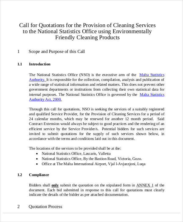 cleaning service quotation