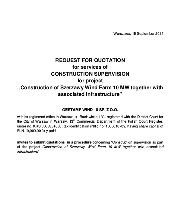 construction services quotation