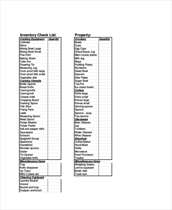 kitchen inventory list