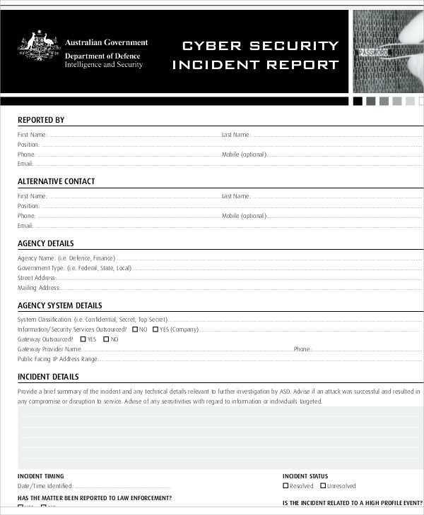 Information Security Incident Report Template PDF Template
