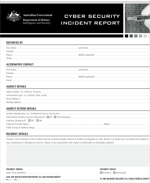 FREE 13+ Sample Security Incident Reports in MS Word Pages Google