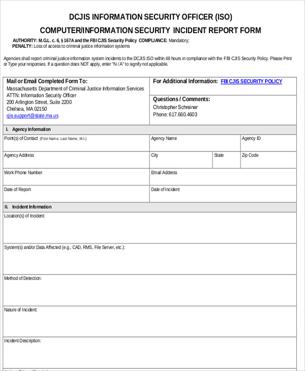 information security incident report