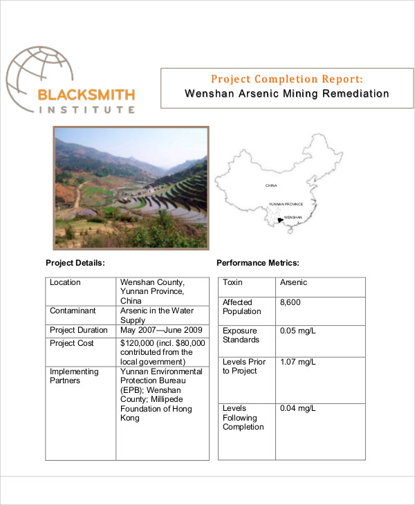 project completion report sample