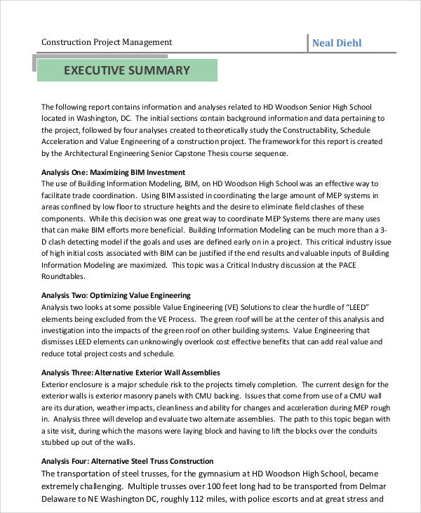 project management report assignment