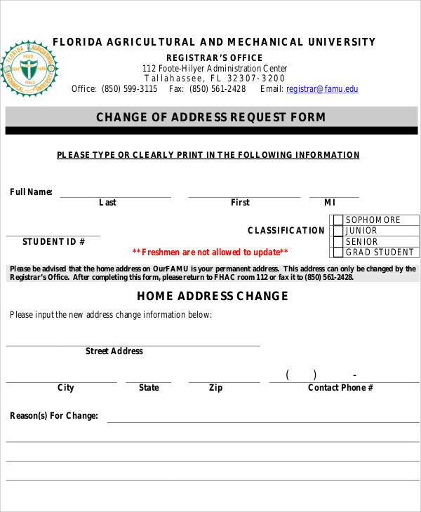 address information request form