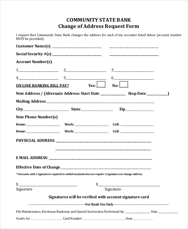 home address request form