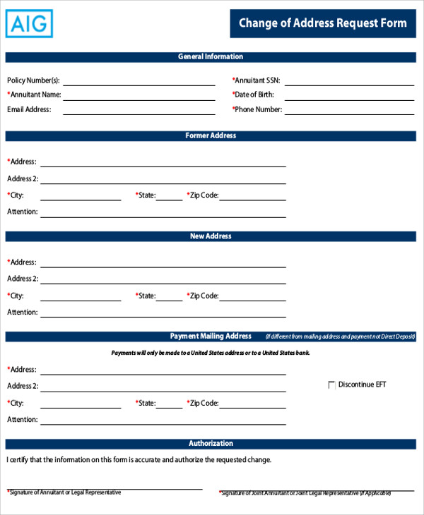 FREE 9 Sample Address Request Forms In MS Word PDF