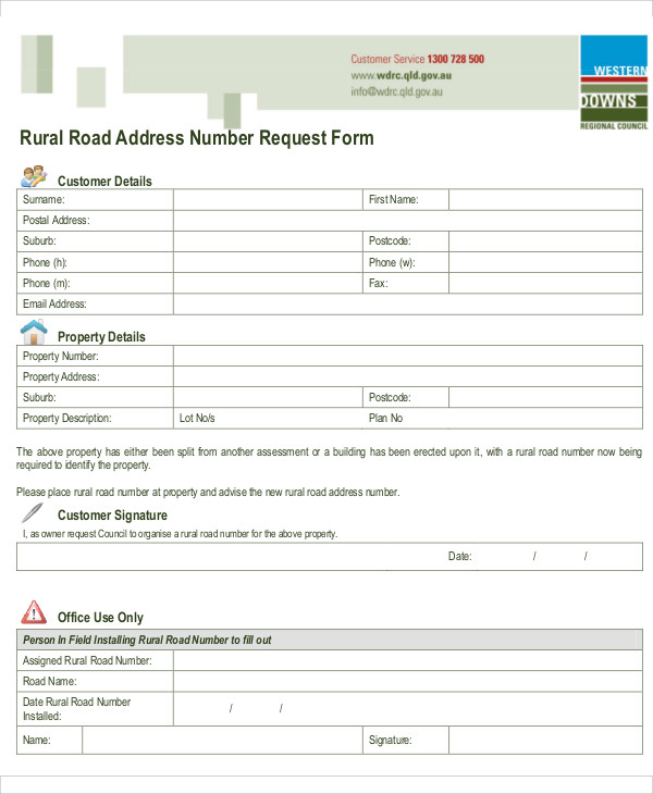 rural road address request form