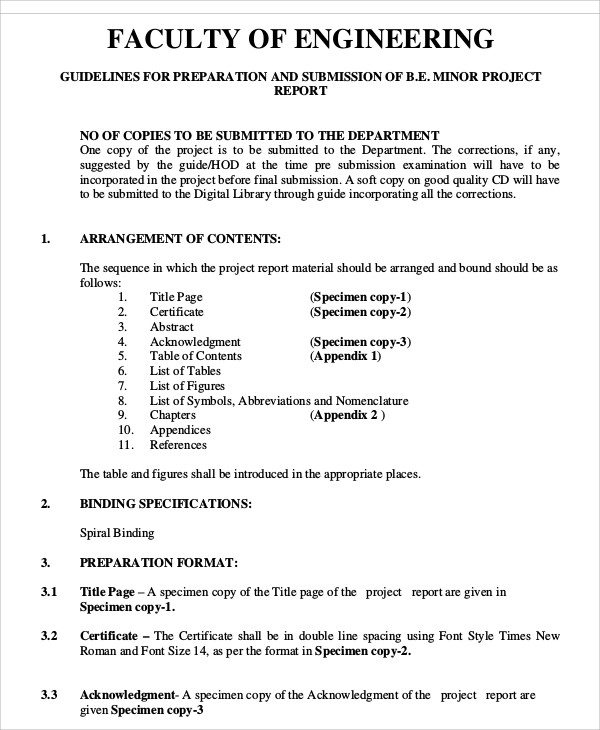 sample engineering project report format