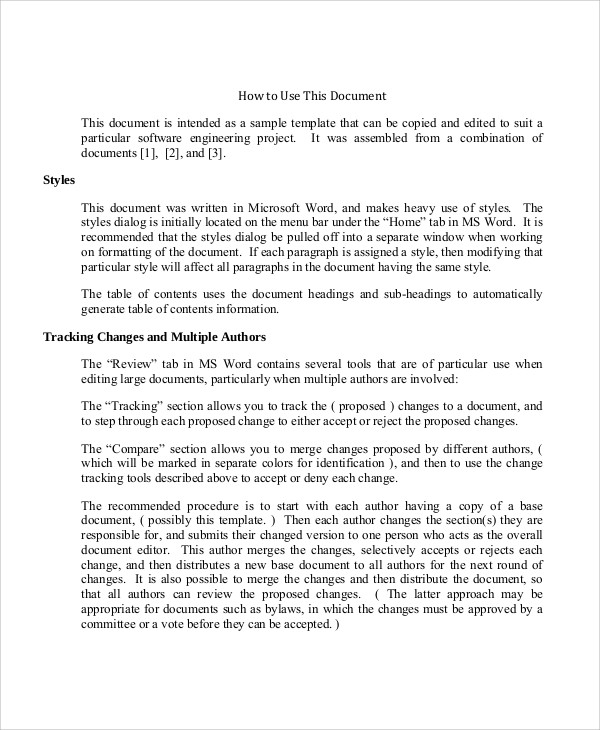 sample software project report format