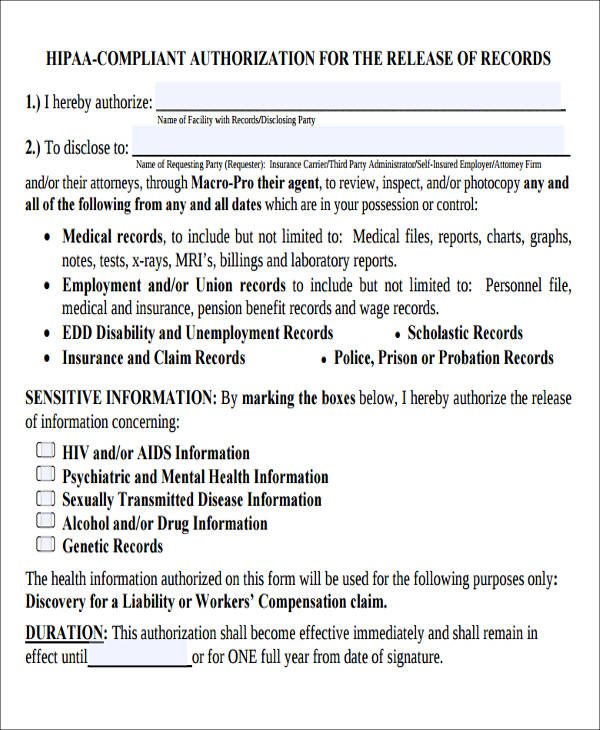 Hipaa Compliant Release Form Template Approveme Free 3517