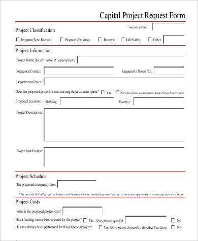 capital project request form in pdf