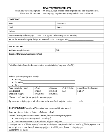 Capital Project Request Form Template TUTORE ORG Master of Documents