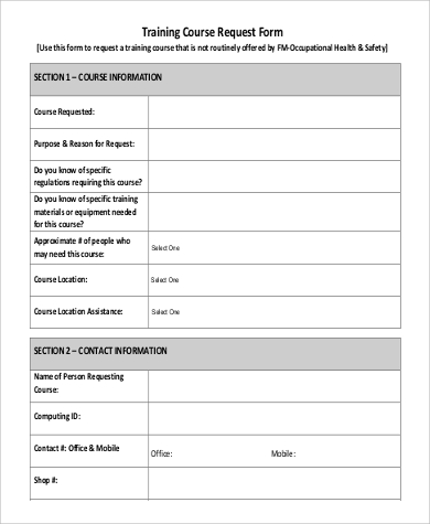 training course request form free