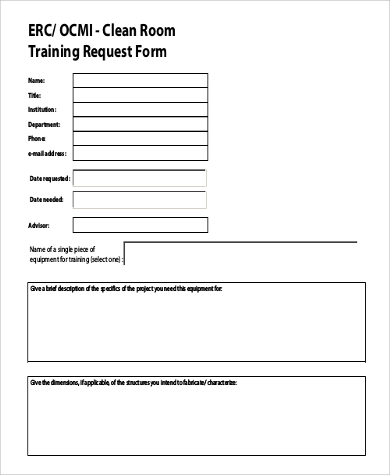 training room request form