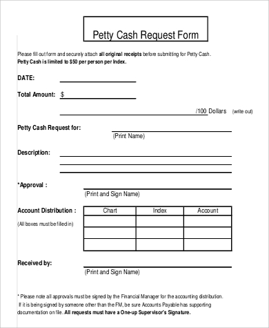 petty cash request form free