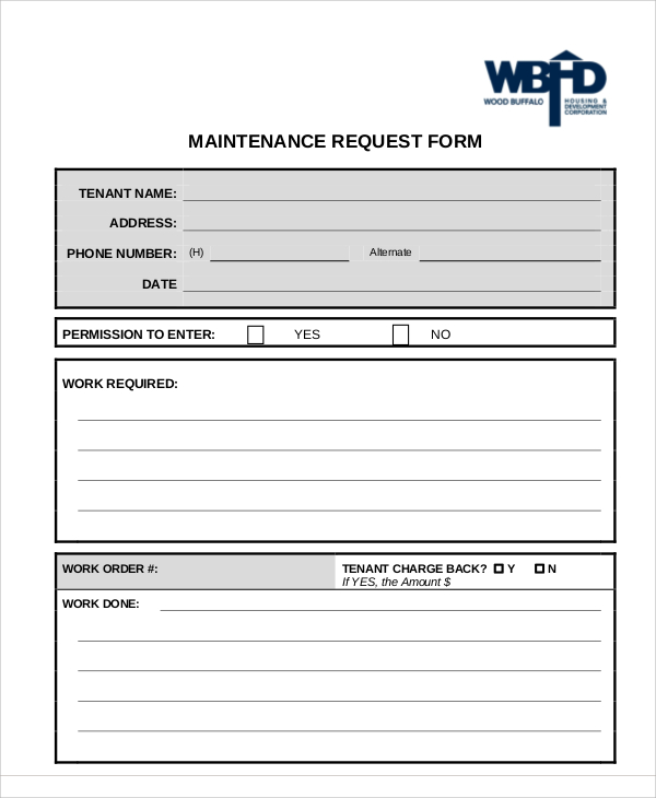 maintenance request form