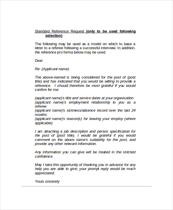 Reply To Reference Request Letter