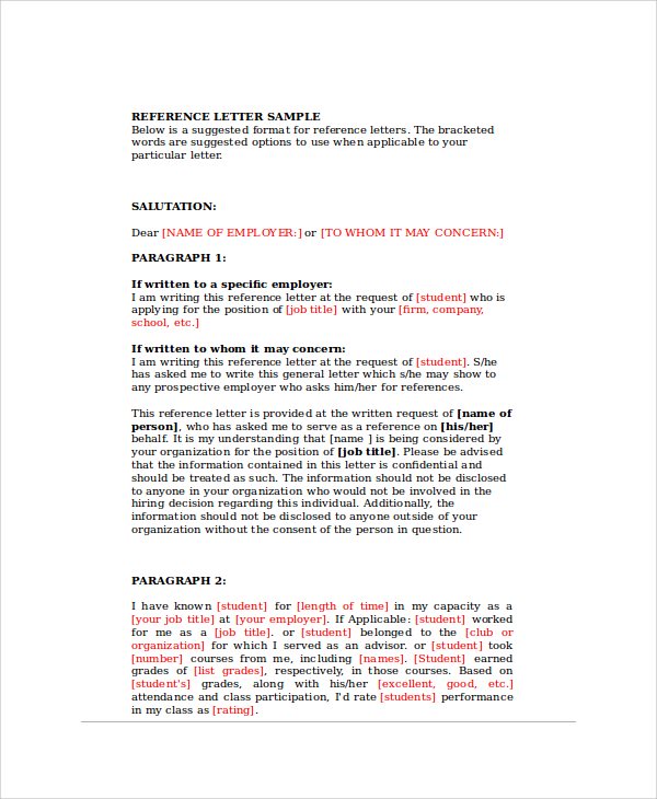 Request Letter For Reference For A Job