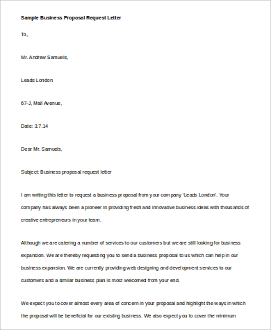 business proposal request letter in word