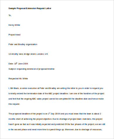 proposal extension request letter example