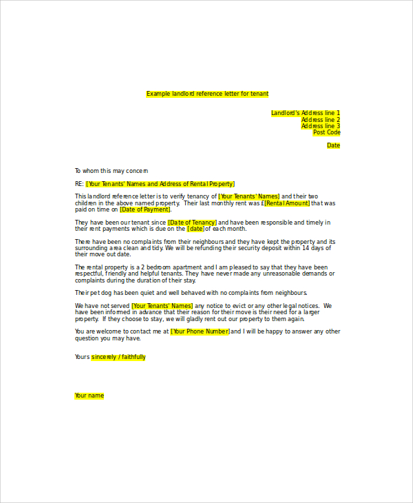 FREE 6+ Sample Landlord Recommendation Letter Templates in ...