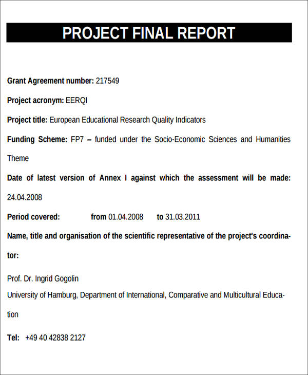 research project report example pdf