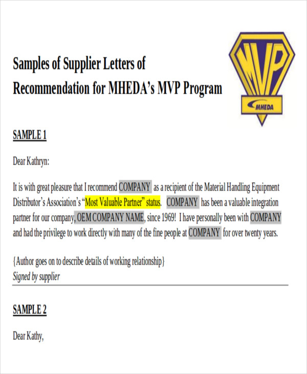 business recommendation letter format