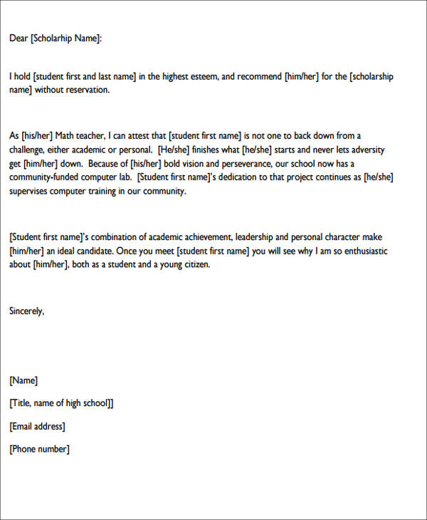 reference letter for school teacher
