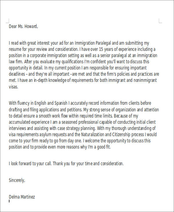 8+ Legal Assistant Cover Letter - Examples in Word, PDF