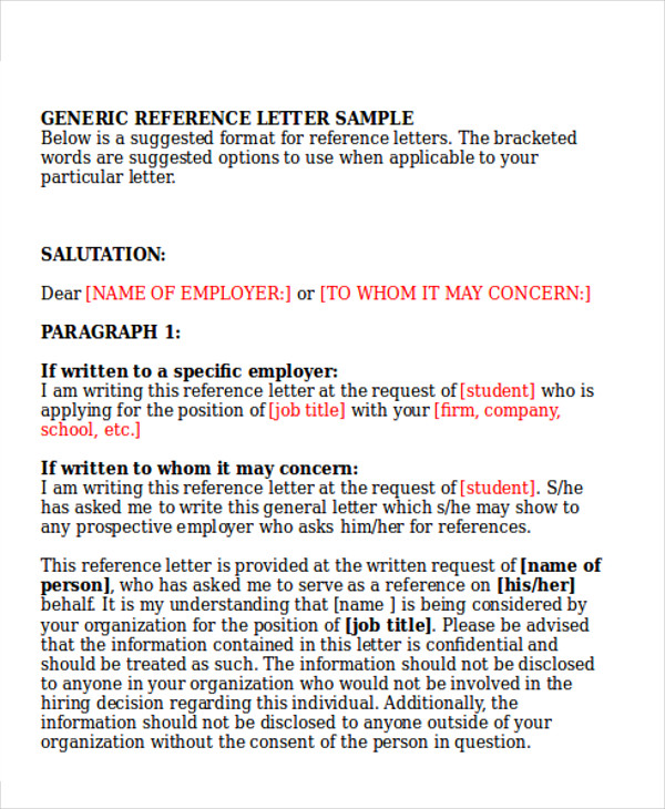 generic recommendation letter format