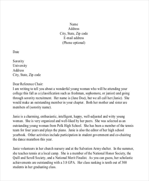 FREE 7+ Sample Sorority Letter Templates in PDF MS Word