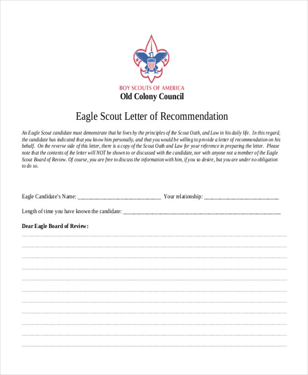Eagle Scout Reference Letter Template Card Template