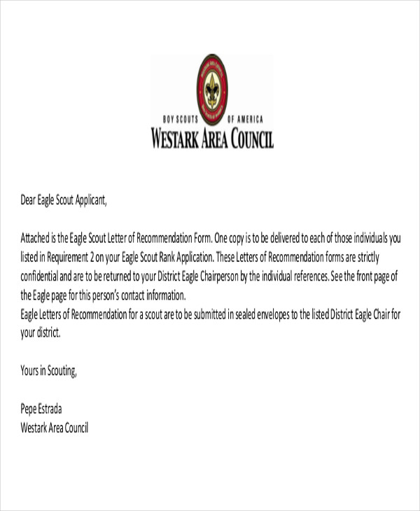 Eagle Scout Recommendation Letter Template