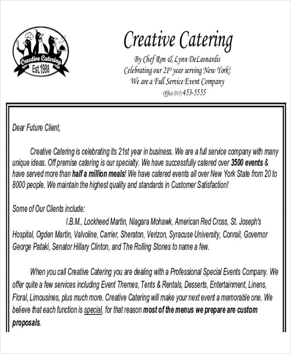 catering marketing letter