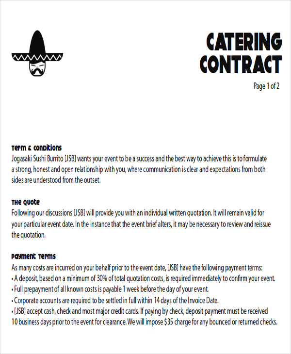 catering contract proposal letter