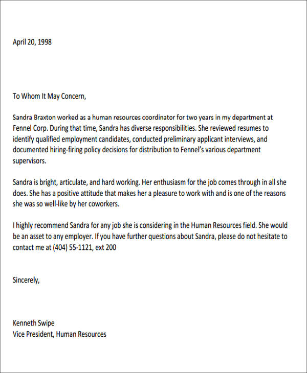 Letter Of Recommendation Coworker from images.sampletemplates.com