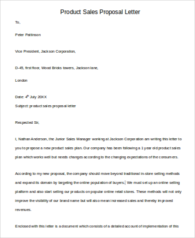 cover letter for a sales proposal