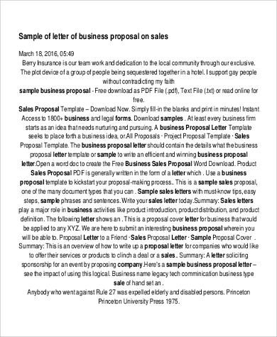 business sales proposal letter