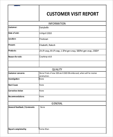 customer visit report format