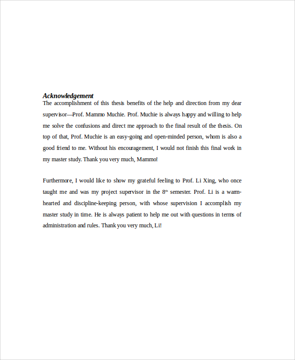 Acknowledgement Sample For College Project Report Hq Template Documents