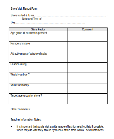 vendor visit report format