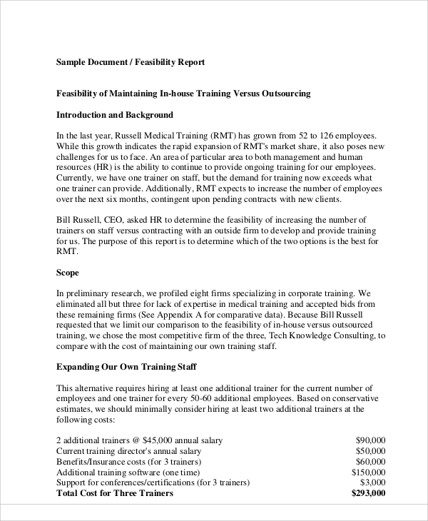 FREE 15+ Sample Feasibility Reports in MS Word PDF Google Docs PDF