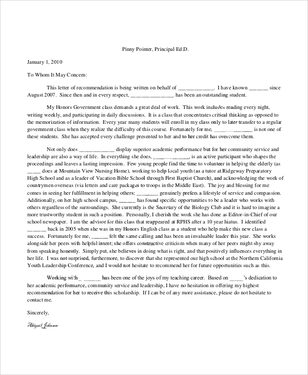 student leadership camp recommendation letter1