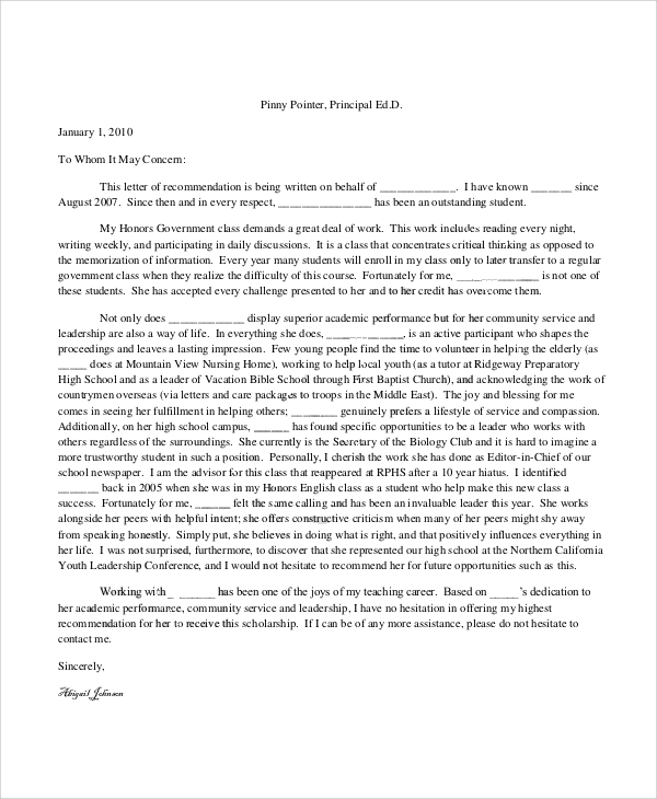 Letter Of Recommendation Leadership Skills Sample PDF Template