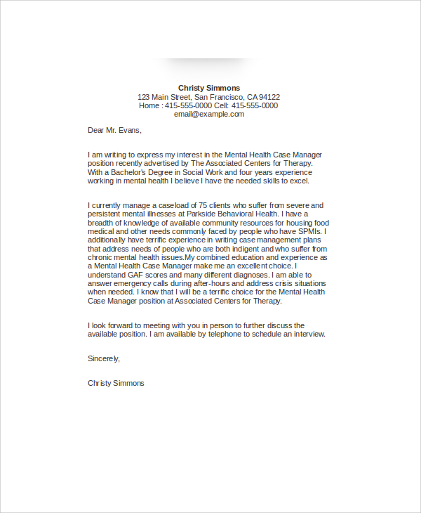 Mental Health Letter Template